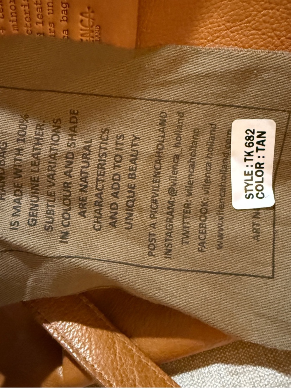 Vilenca Holland Tan Leather Tote Bag NWOT Handcrafted - Picture 3 of 13